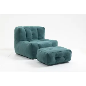 L-Shape Fluffy Bean Bag Chair Modern Focus Lazy Loveseat with Dice