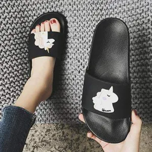 Ladies summer Cartoon unicorn Slippers