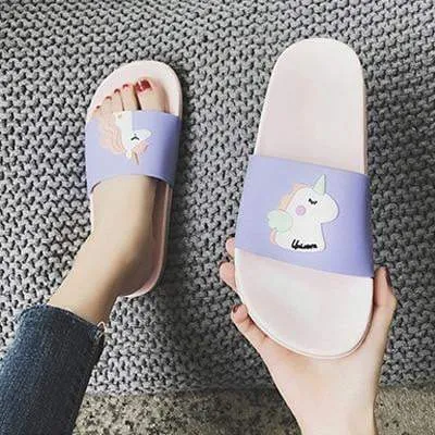 Ladies summer Cartoon unicorn Slippers