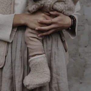 Latte Pure Wool Baby Booties