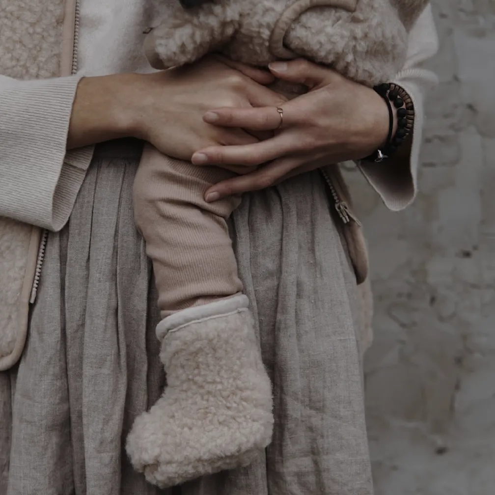 Latte Pure Wool Baby Booties