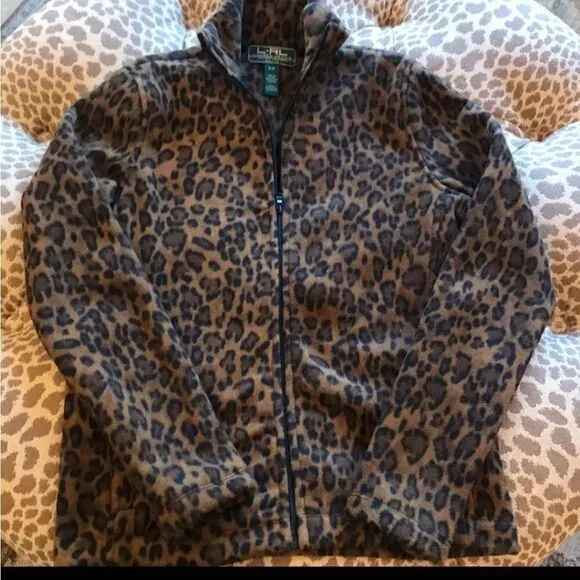 Lauren Ralph Lauren Leopard Print Fleece Jacket