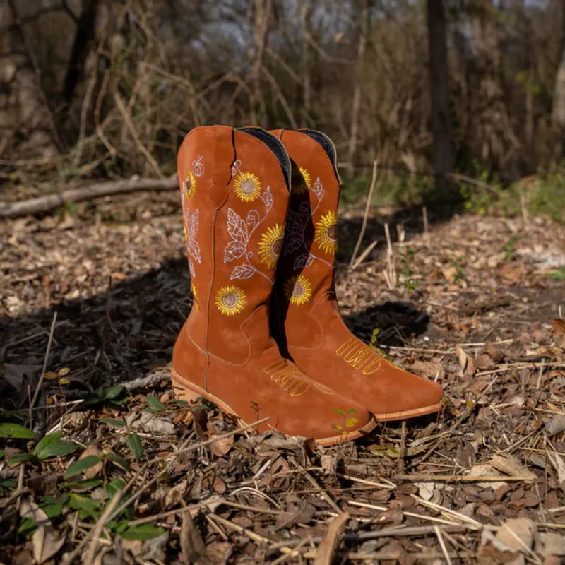 Lujo Cowgirl Boots with a Sunflower Design