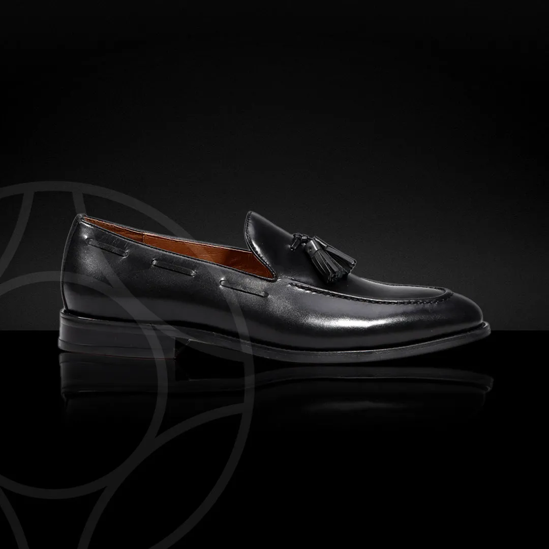 LUKE Classic Loafer with Tassels, Crafted in Italian Patina Coloured Leather