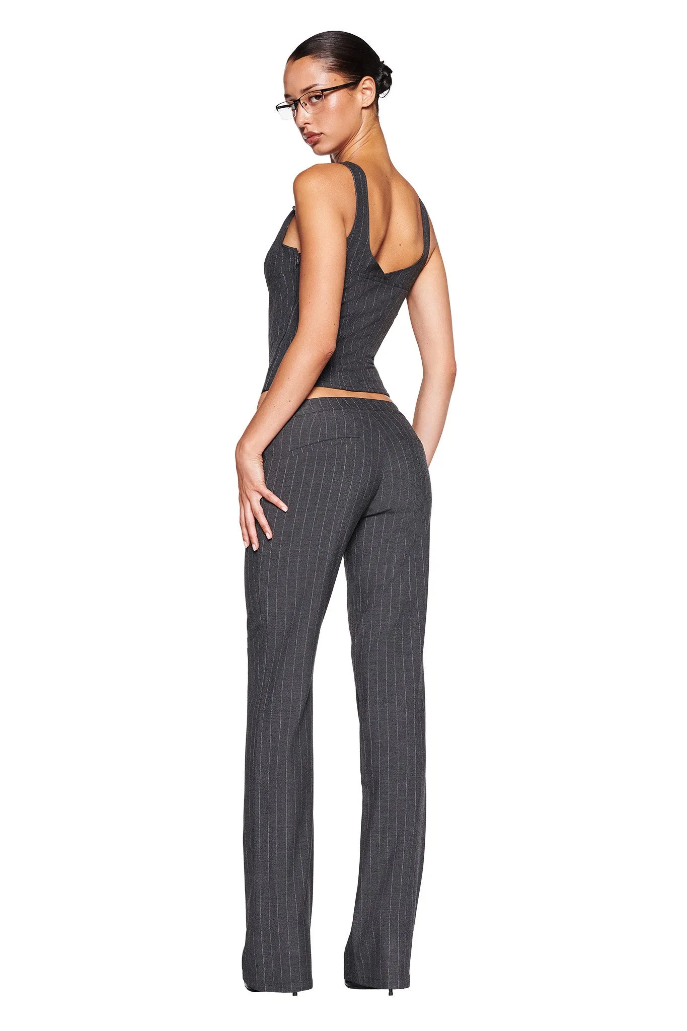 MARRION PANT - GREY : PINSTRIPE