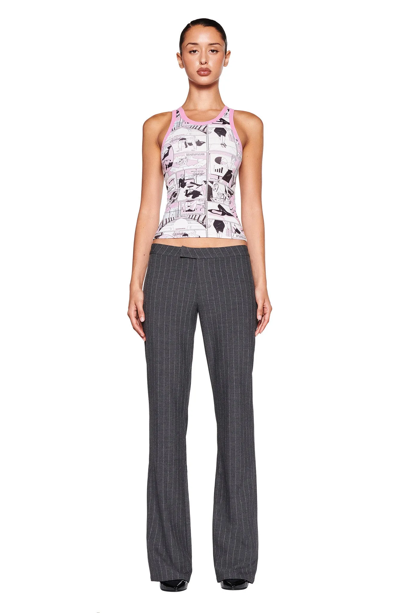 MARRION PANT - GREY : PINSTRIPE
