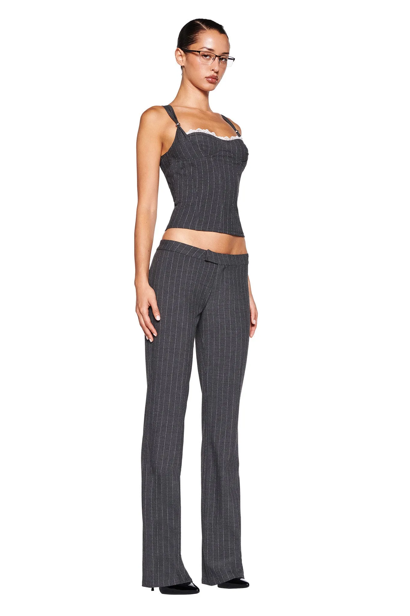 MARRION PANT - GREY : PINSTRIPE