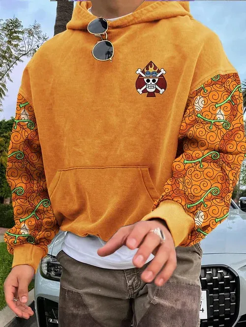 Men's Stylish Manga Devil Fruit Print Hoodie