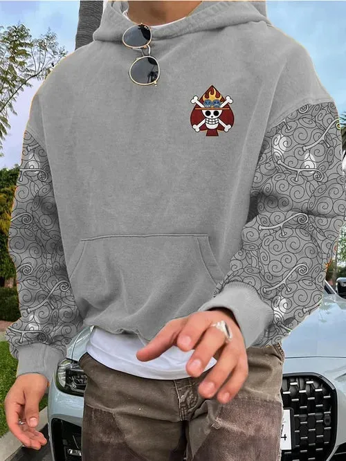 Men's Stylish Manga Devil Fruit Print Hoodie