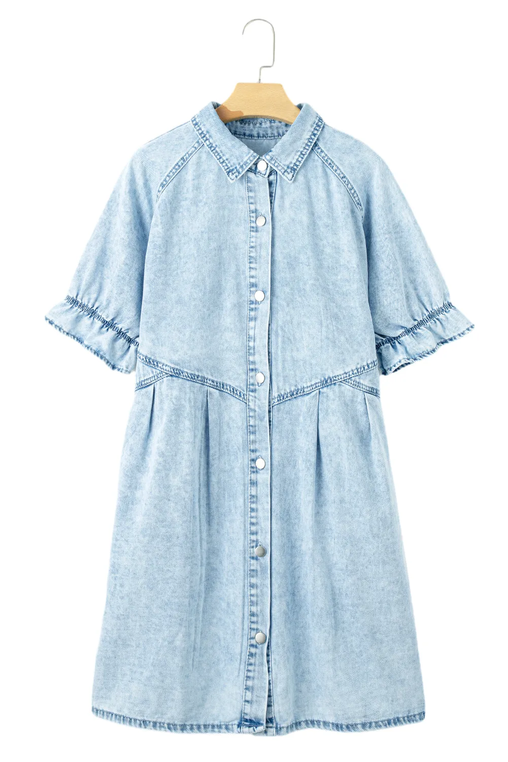 Mineral Wash Ruffled Denim Dress