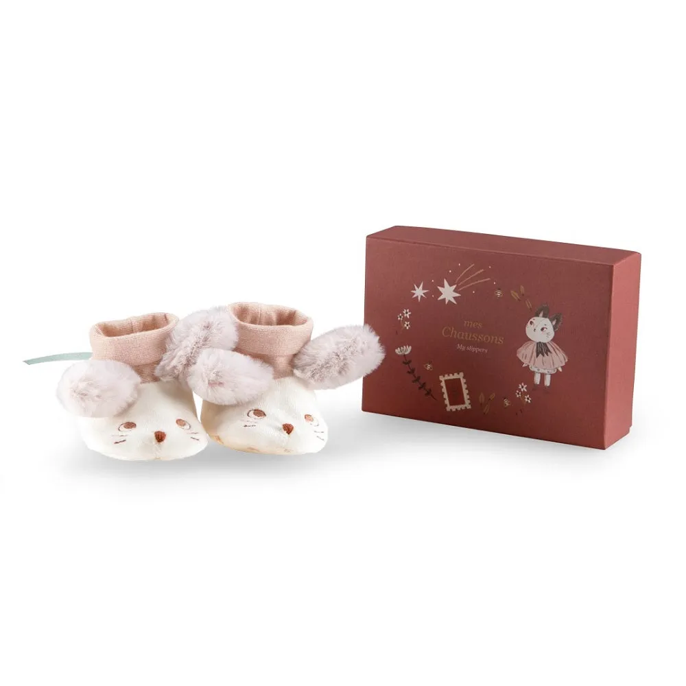 Moulin Roty Apres la Pluie Mouse Slippers 0-6M, Ivory