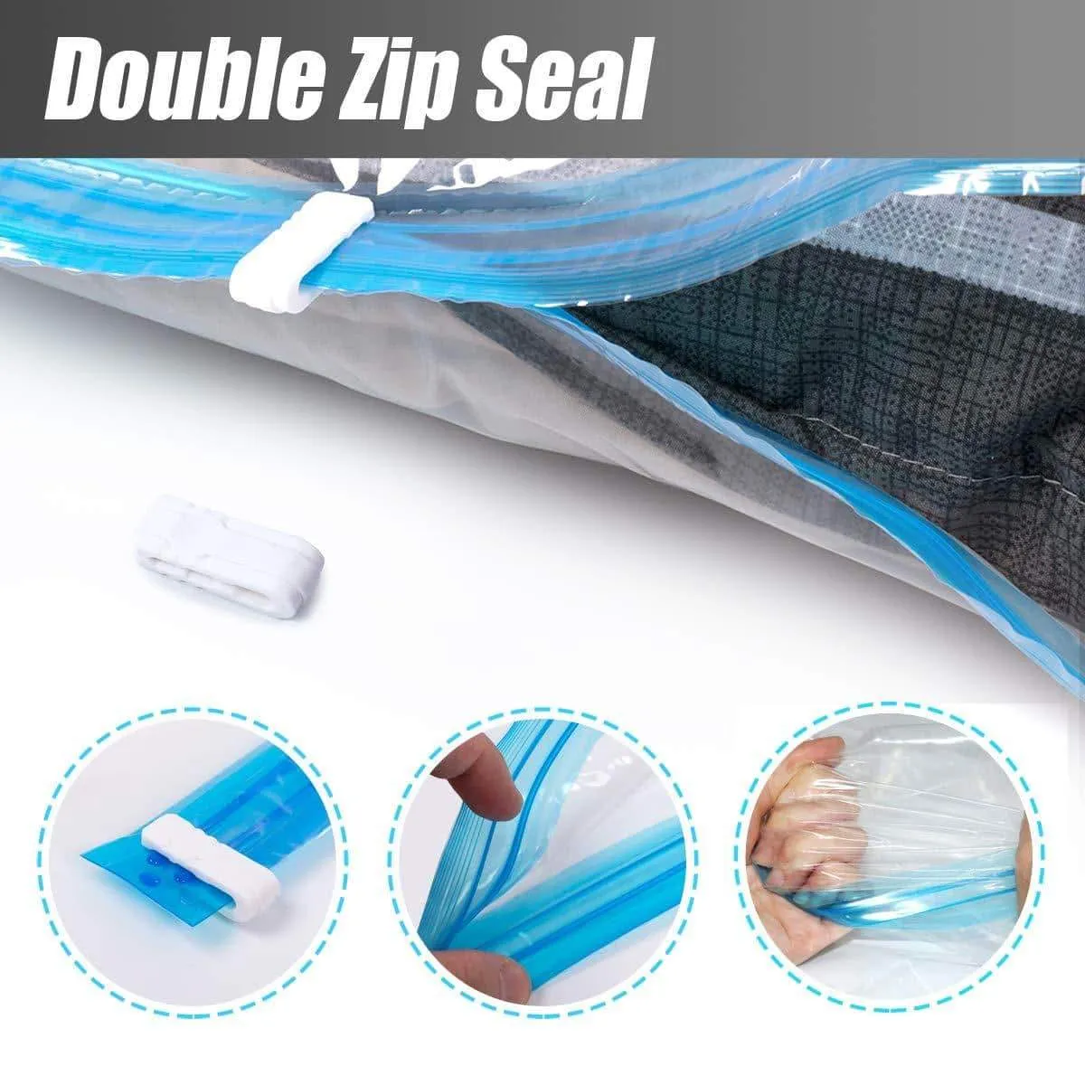 MRS BAG Hanging Vacuum Storage Bags 4 Jumbo(57x27.6'') Space Saver Bag Dress Cover with Hook for Coats, Jackets, Clothes & Closet Storage - Hand Pump Included