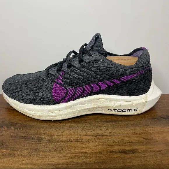 Nike | Pegasus Turbo Next Nature Flyknit Running Shoes - Black Purple ; Mens 8.5