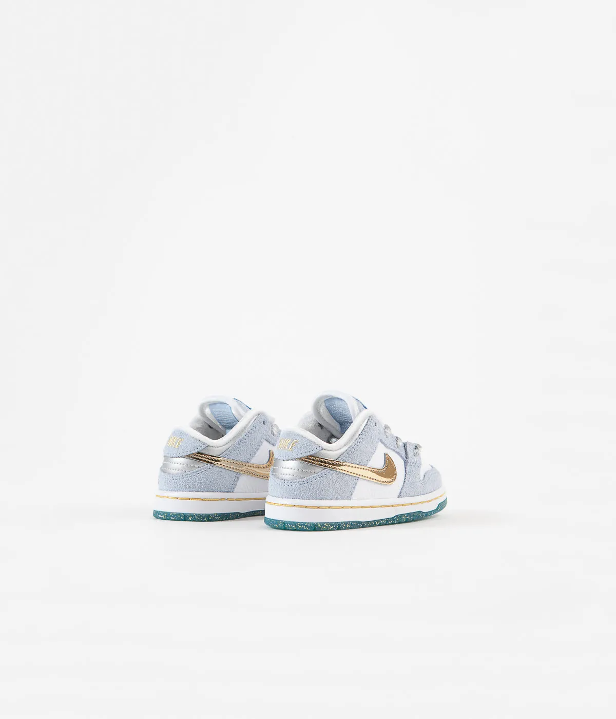 Nike SB x Sean Cliver Dunk Low Toddler Shoes - Psychic Blue / Metallic Gold - White