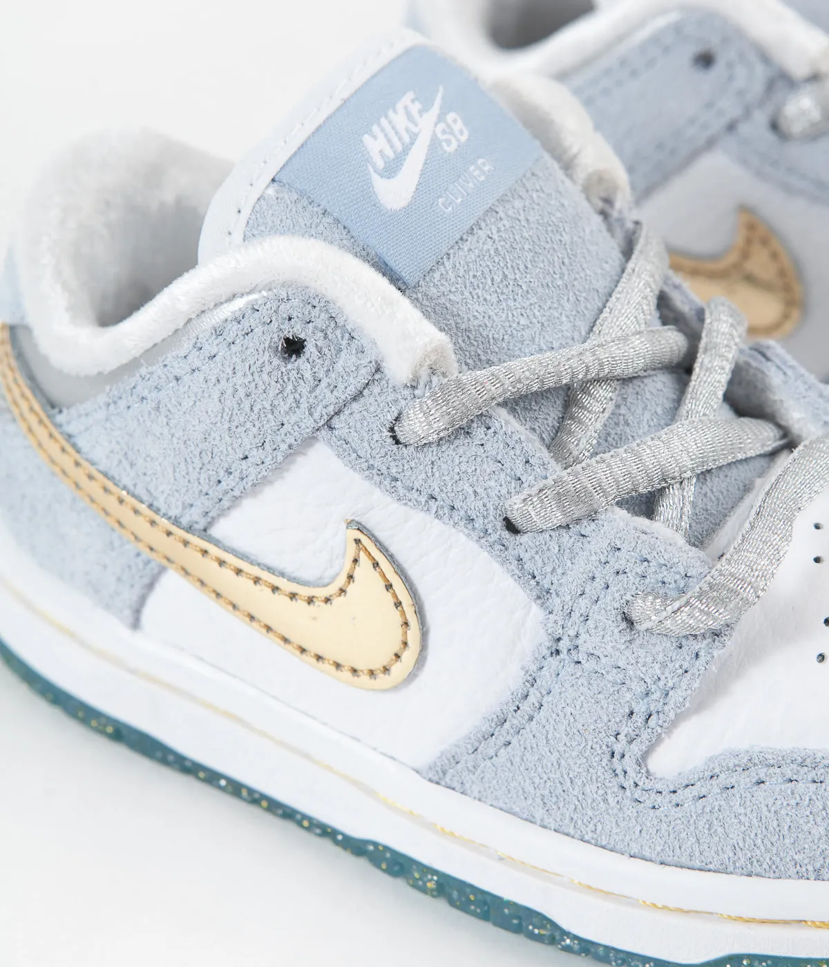 Nike SB x Sean Cliver Dunk Low Toddler Shoes - Psychic Blue / Metallic Gold - White