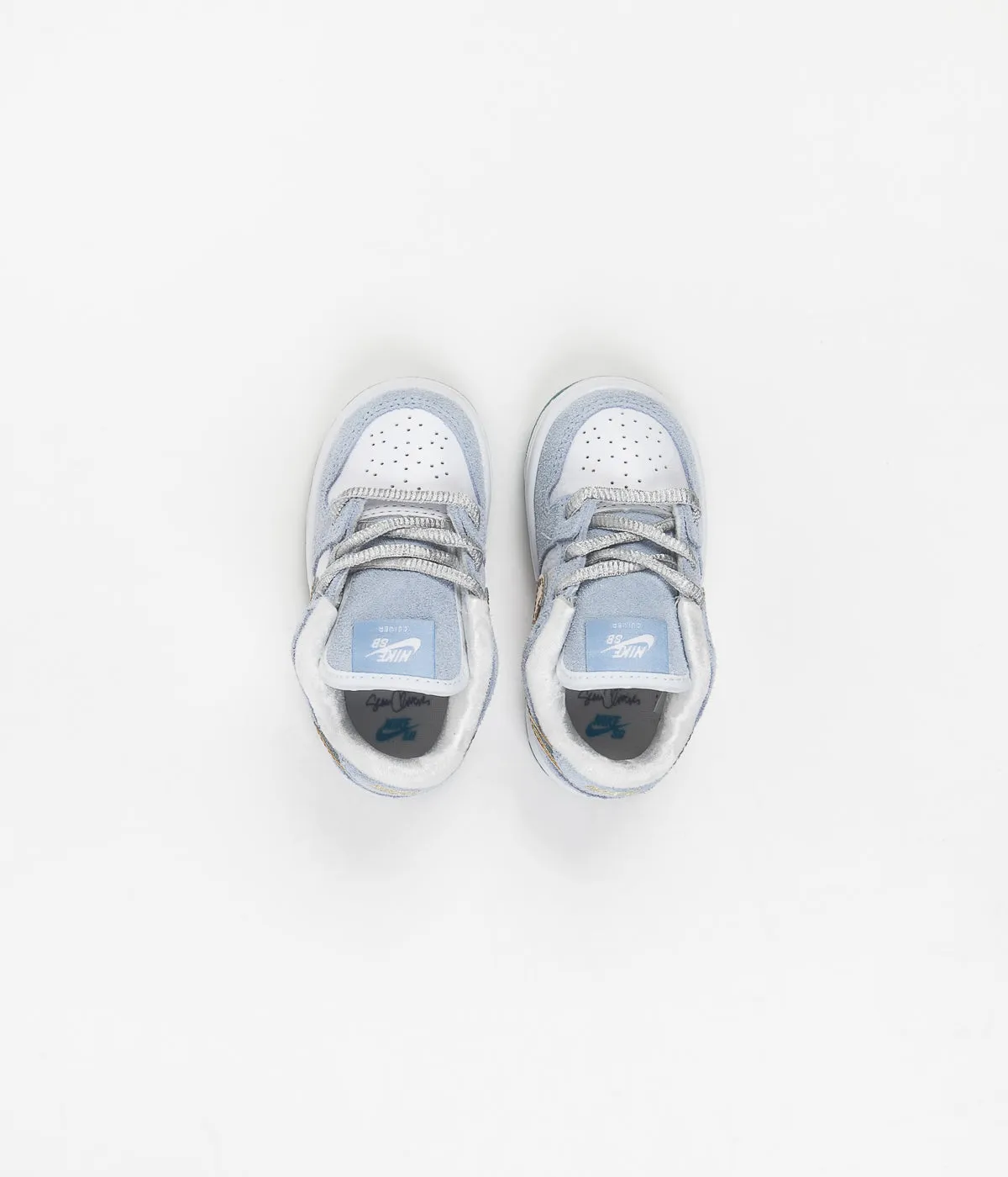 Nike SB x Sean Cliver Dunk Low Toddler Shoes - Psychic Blue / Metallic Gold - White