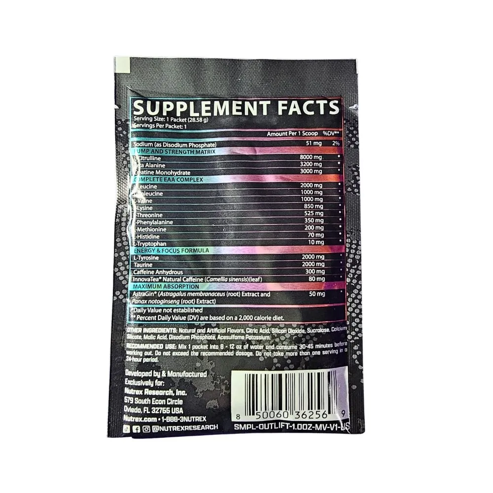 Nutrex Outlift Clinical All-In-One Pre-Workout 29g Single Sachet Exp May 2027