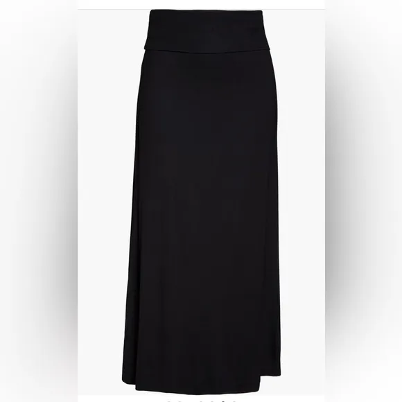 NWOT Loveappella Black Fold Over Maxi Skirt