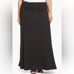 NWOT Loveappella Black Fold Over Maxi Skirt