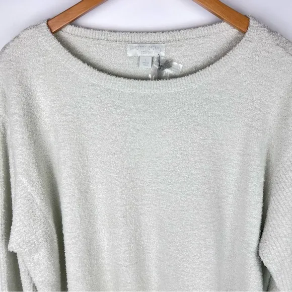 NWT Barefoot Dreams CozyChic Lite Ribbed Sleeve Pullover Sweater Soft Sage SZ L