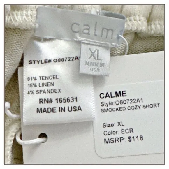 NWT Johnny Was Calme Smocked Cozy Shorts