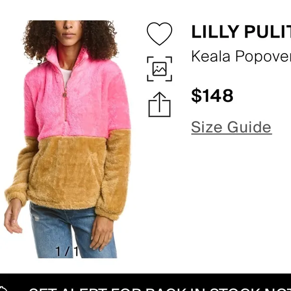 NWT Lilly Pulitzer Cozy Pink and Tan Brown Fleece Pullover Quarter Zip Large