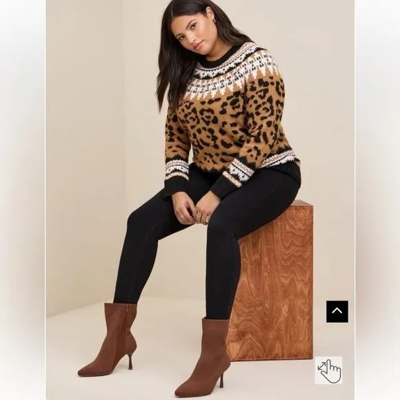 NWT Torrid Cashmere‎ Pullover Long Sleeve Sweater Size 4-Heavy Leopard Print