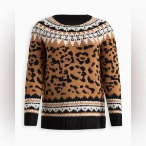 NWT Torrid Cashmere‎ Pullover Long Sleeve Sweater Size 4-Heavy Leopard Print