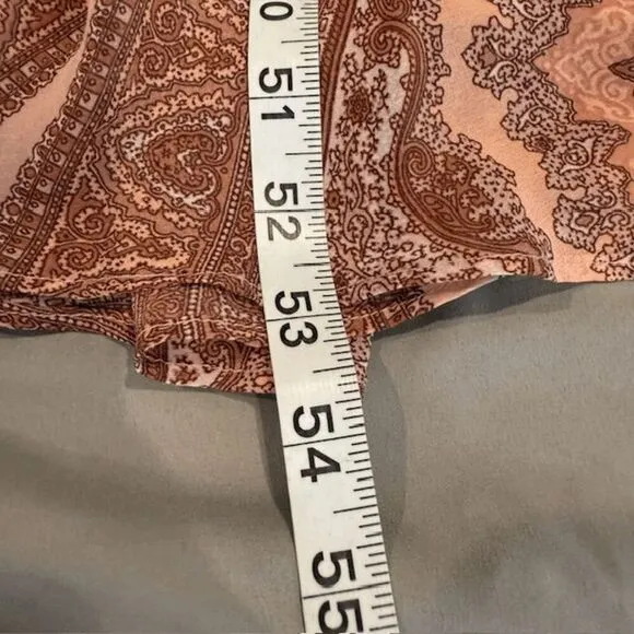 NWT Belle Sky Paisley Print Sheer Maxi Boho Tie Sleeves Mauve Pink Size XS