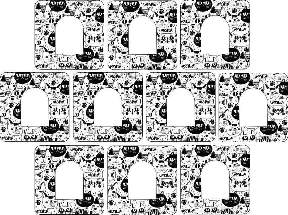 Omnipod Cartoon Cat Design Patches 10 pack