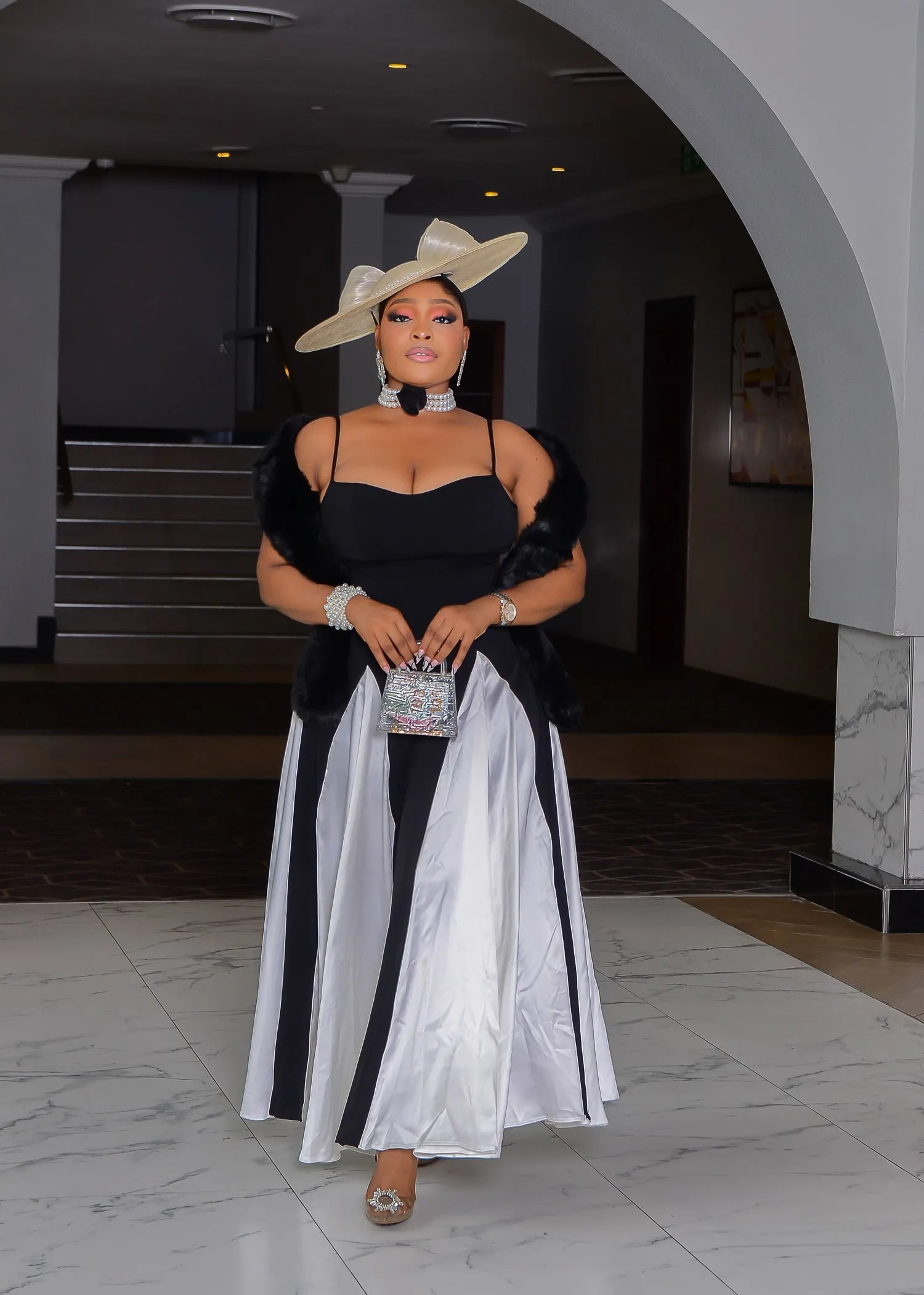 Opulent Grace- Colorblock Midi Ball Dress (New!)