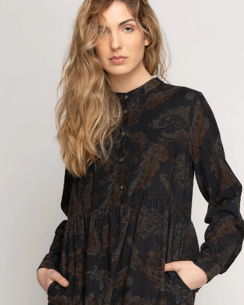 Paisley Button Shirtdress