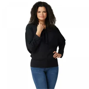 Peace Love World Women's Double V-Neck Dolman Sleeve Blouse with Tie