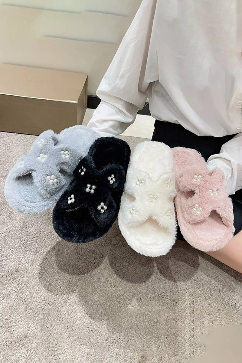 Pearl Black Slippers