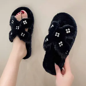Pearl Black Slippers