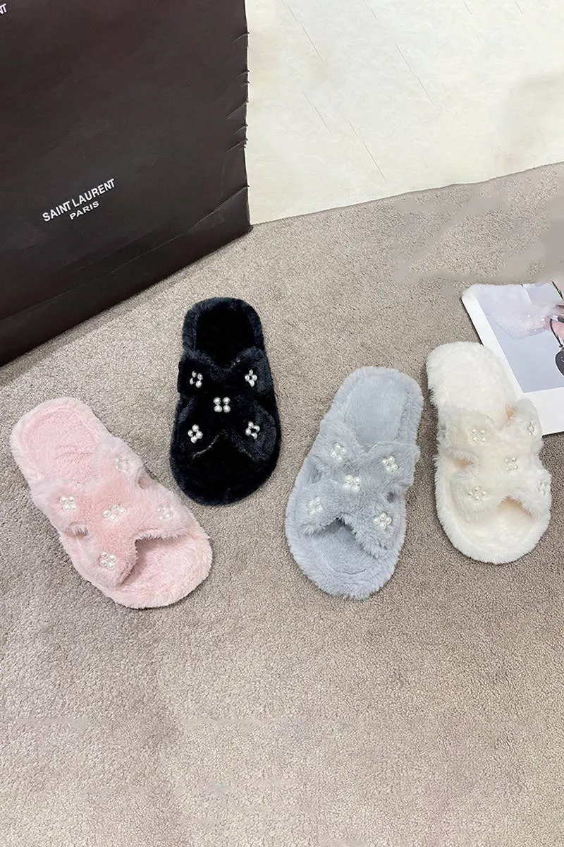 Pearl Black Slippers