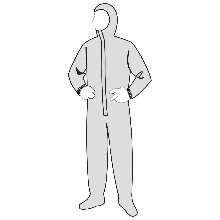 PermaGard Dispoable Coverall with Zipper Front, Elastic Wrists and Ankles, Hood & Boots, 18122 (Case of 25 Suits)