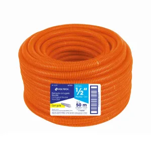 Poliducto corrugado flexible,1/2',con guía,rollo 50m, Volteck 40132