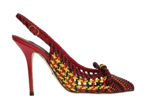 Red Multicolor Leather Slingbacks