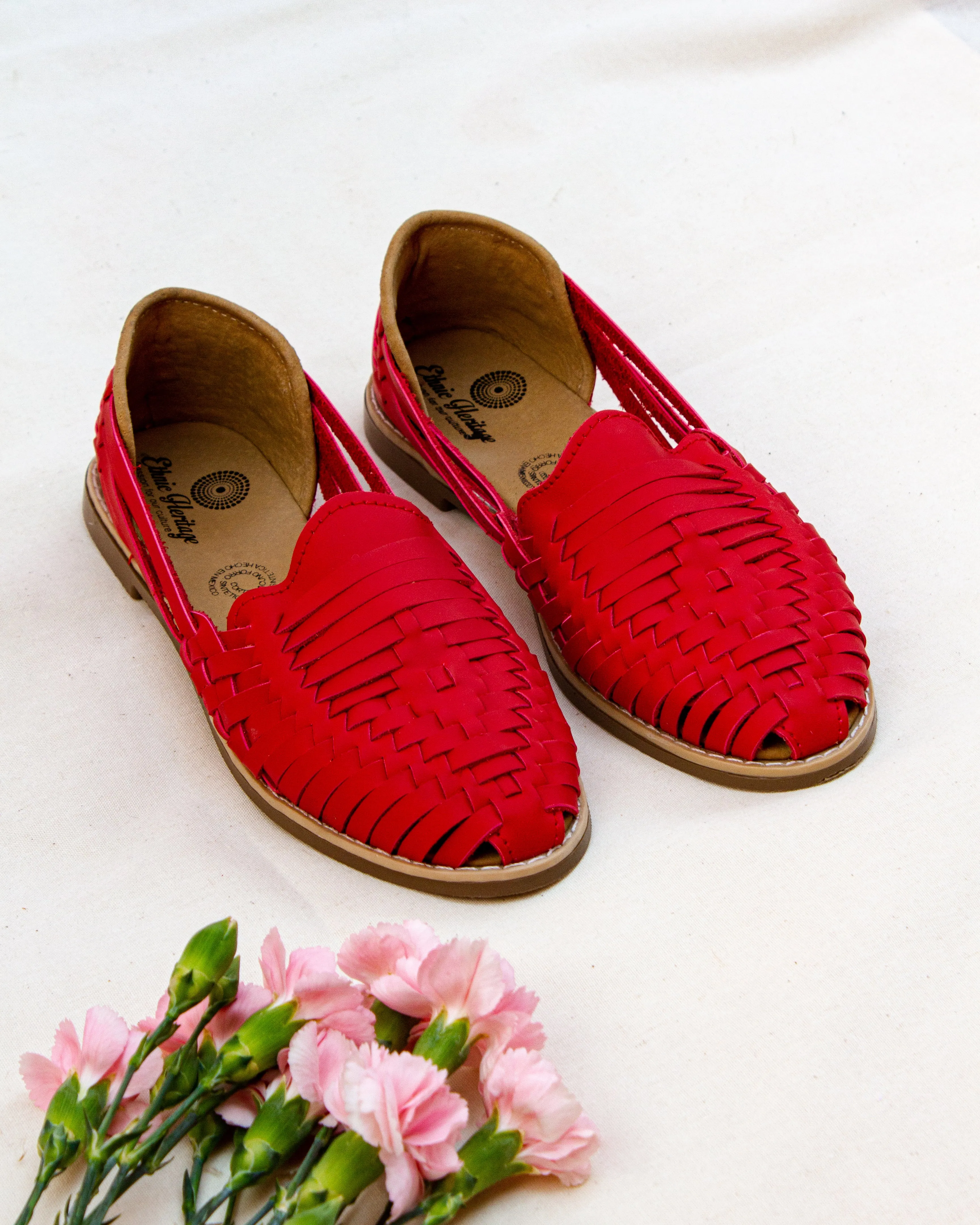 Red Passion Mexican Leather Huaraches