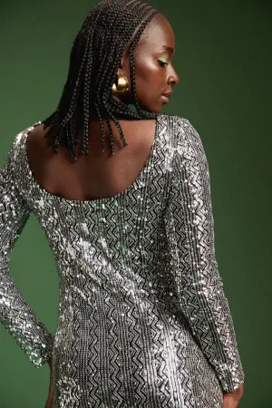 ROBE MADISON SEQUINS ARGENTE