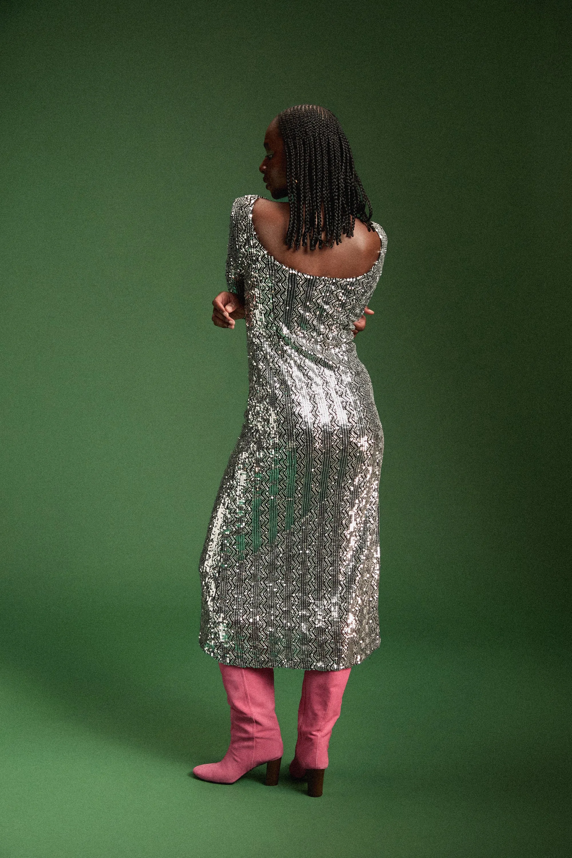 ROBE MADISON SEQUINS ARGENTE