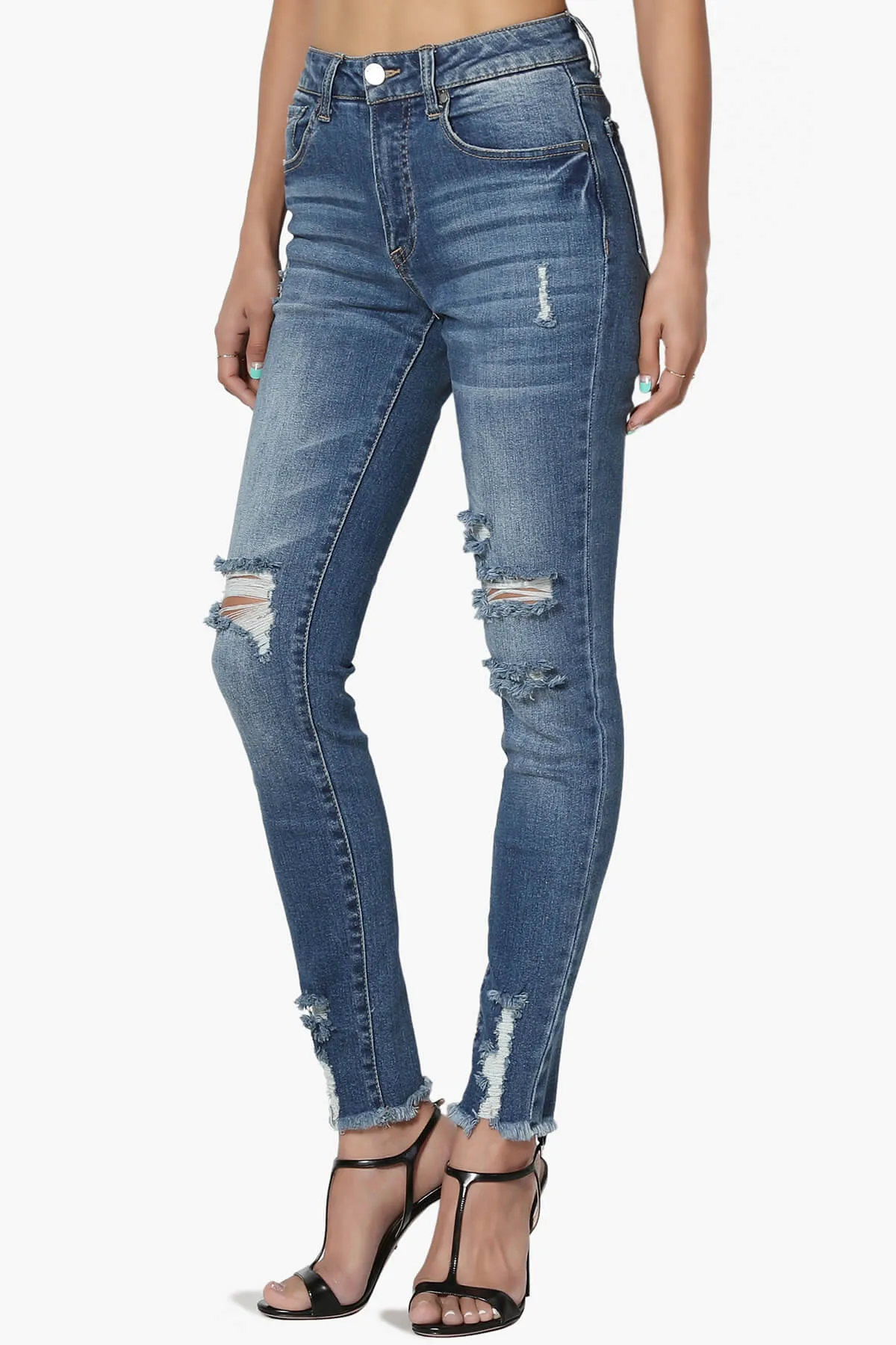 Rosalind Mid Rise Distressed Skinny Jeans