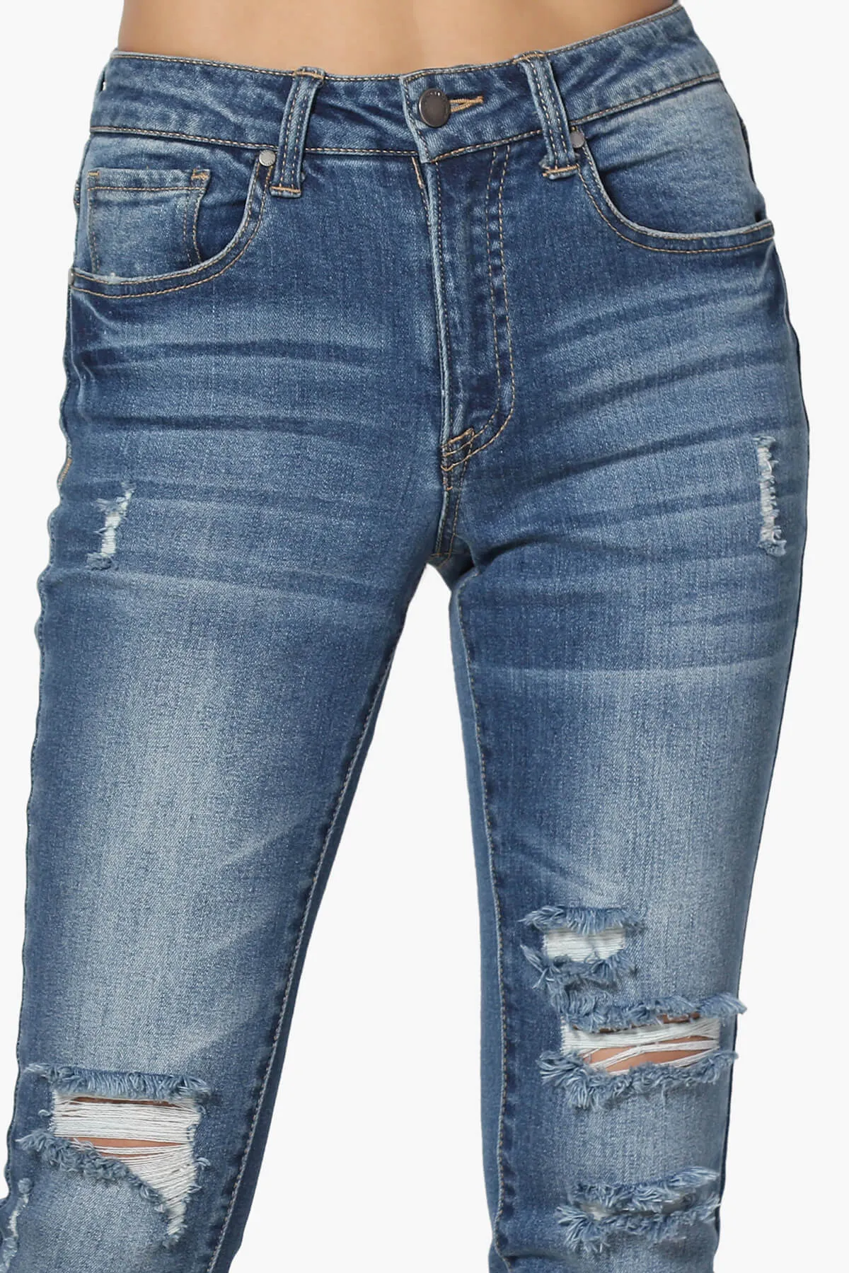 Rosalind Mid Rise Distressed Skinny Jeans