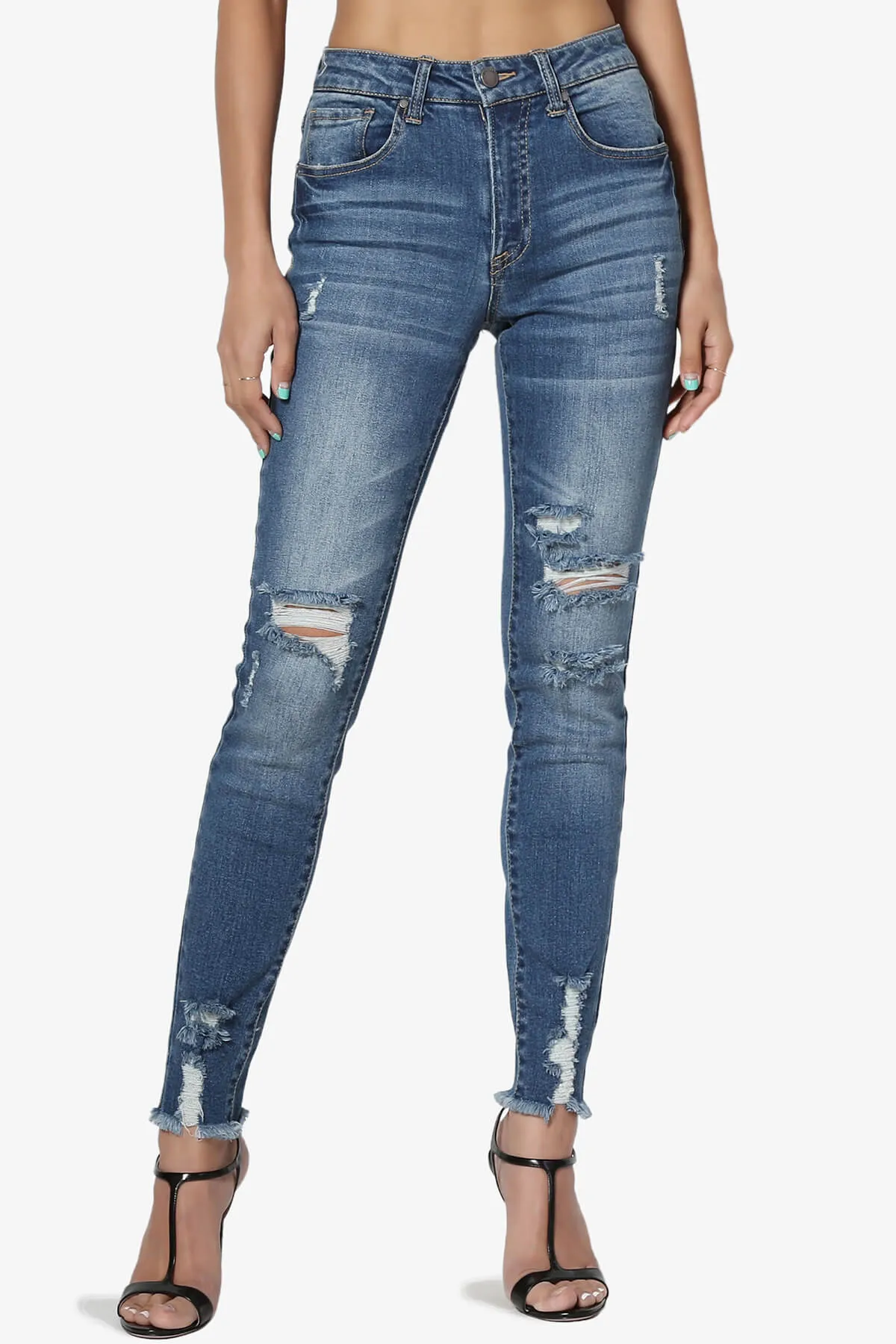 Rosalind Mid Rise Distressed Skinny Jeans