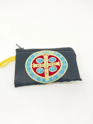 Saint Benedict Woven Tapestry Rosary Pouch 4"