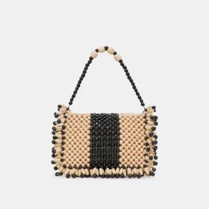 SEYCHELL HANDBAG BLACK NATURAL WOOD