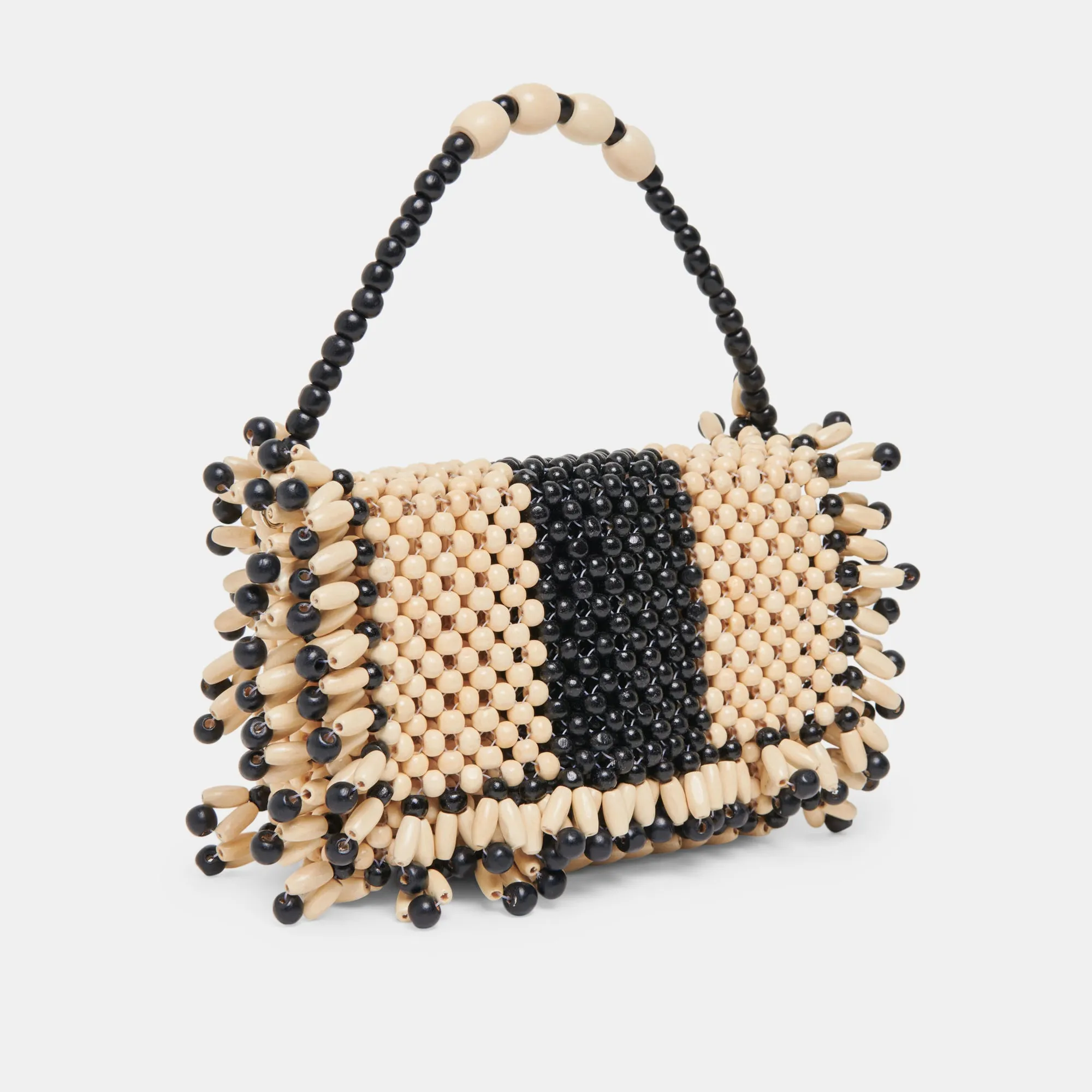 SEYCHELL HANDBAG BLACK NATURAL WOOD
