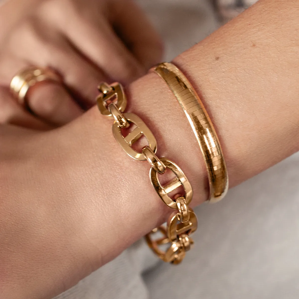 Signature Domed Flexible Omega Bracelet