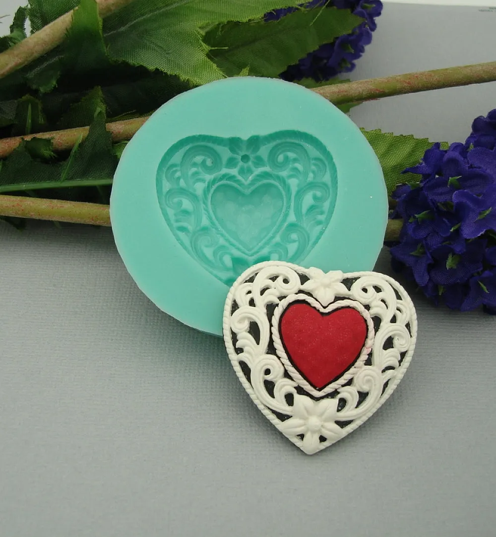 Silicon Mold Big Heart Jewelry Making Resin Polymer Clay